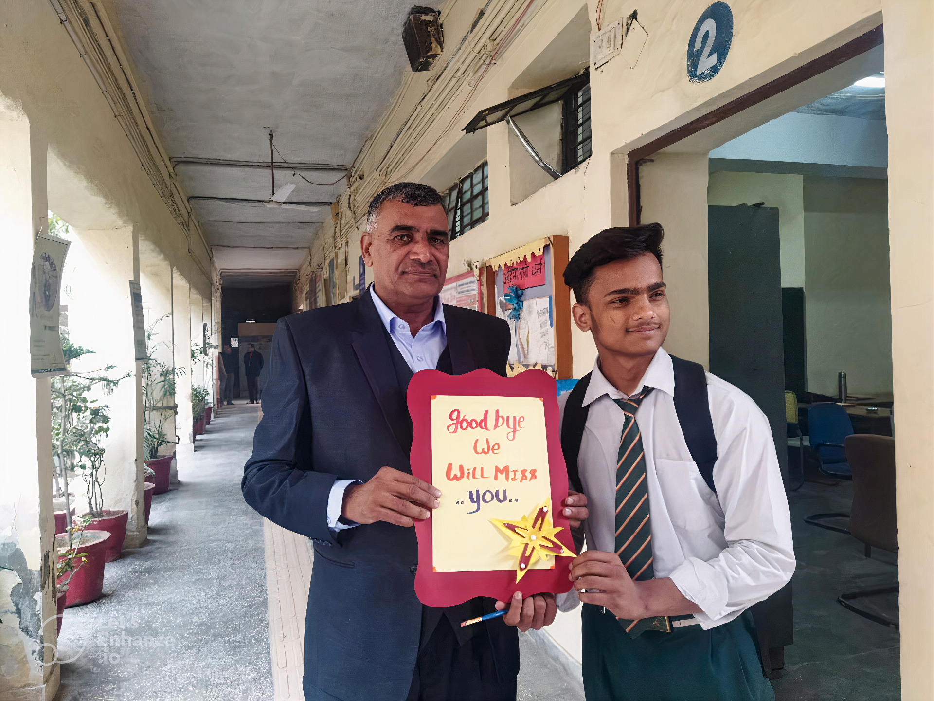 Farewell moment with student